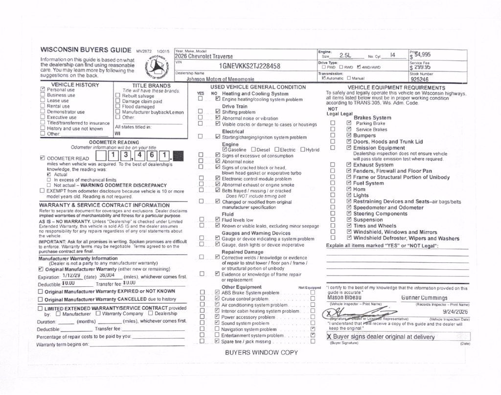 2026 Chevrolet Traverse High Country