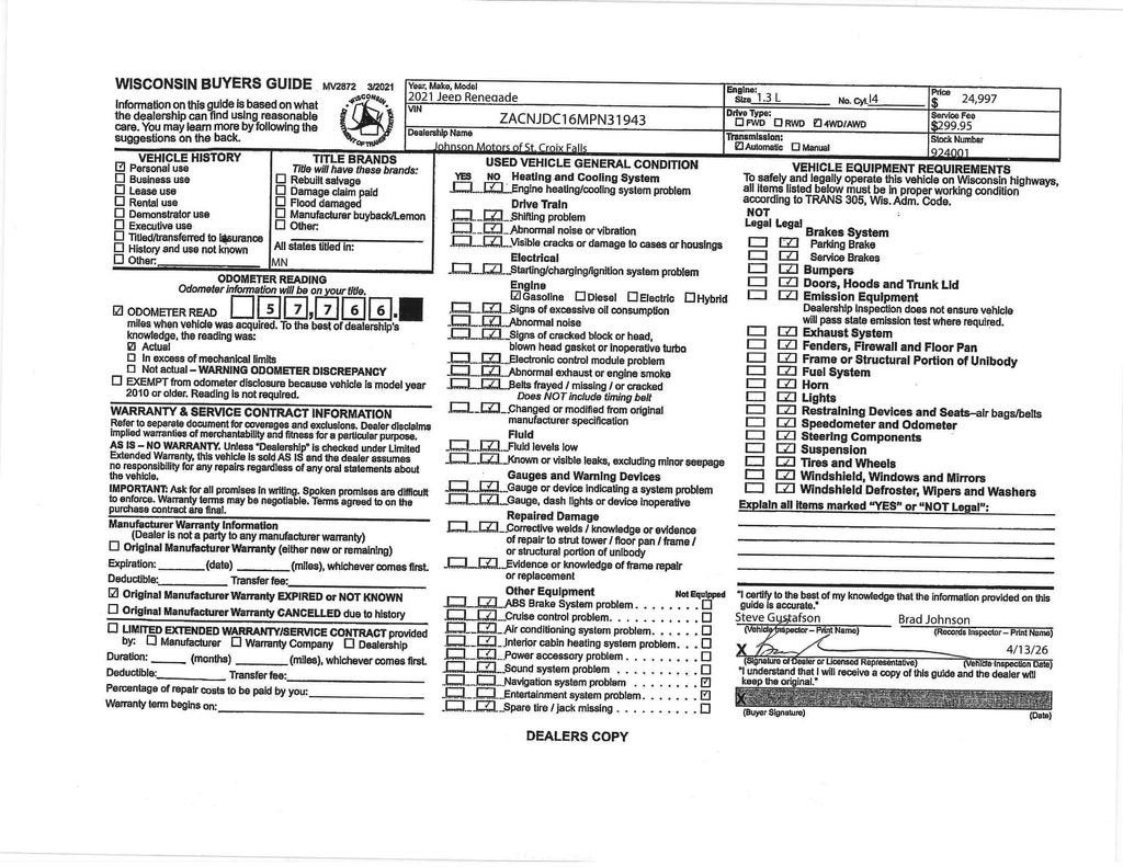 2021 Jeep Renegade Trailhawk 4x4