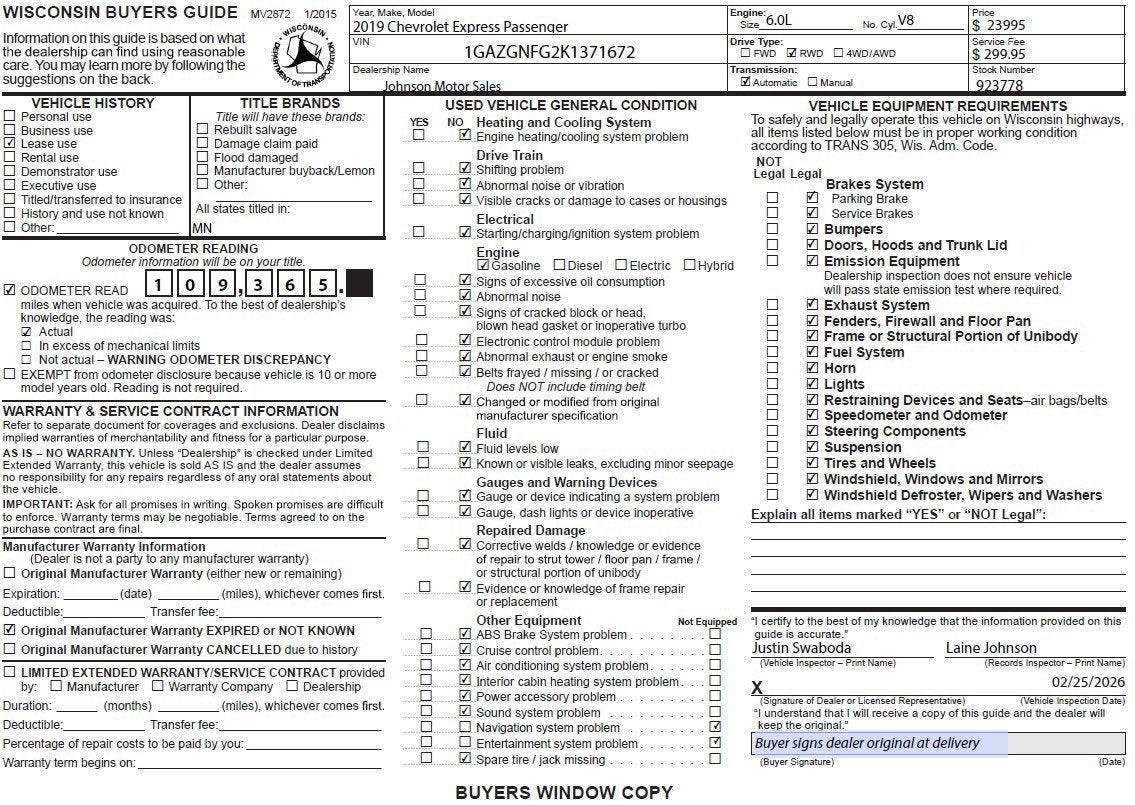 2019 Chevrolet Express Passenger LS
